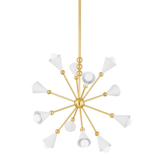 Buy aged-brass-soft-white-with-white-glass-and-white-shade Hikari Outdoor (Damp) Chandelier by Mitzi