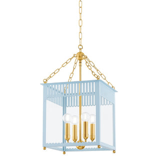 Buy aged-brass-soft-arctic-blue-with-clear-glass-and-clear-shade Rosalie Outdoor (Damp) Lantern by Mitzi