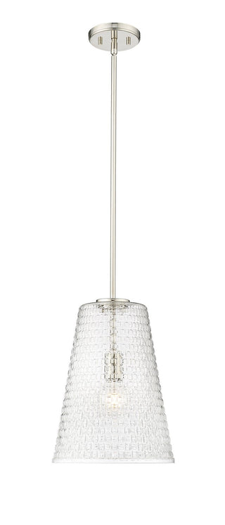 Buy polished-nickel-with-clear-woven-lattice-glass-and-clear-textured-shade Saben Pendant by Millennium