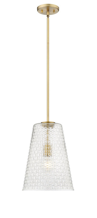 Buy vintage-brass-with-clear-woven-lattice-glass-and-clear-textured-shade Saben Pendant by Millennium