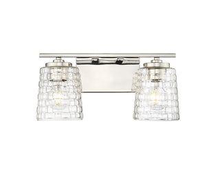 Buy polished-nickel-with-clear-woven-lattice-glass-and-clear-textured-shade Saben Vanity by Millennium