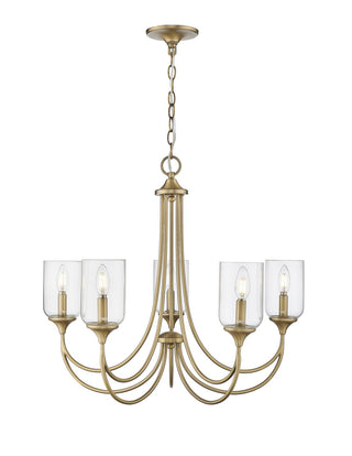 Buy vintage-brass-with-clear-glass-and-clear-shade Waddingham Chandelier by Millennium