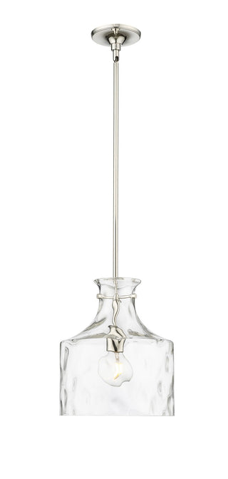 Buy polished-nickel-with-water-glass-and-clear-textured-shade Santorini Pendant by Millennium