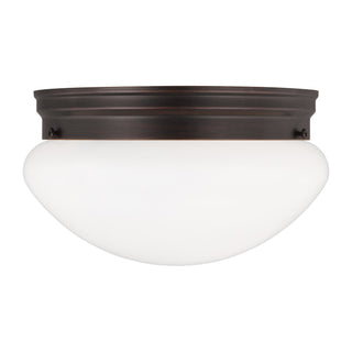 Buy bronze-with-smooth-white-glass-and-white-shade Webster Outdoor (Damp) Flush Mount Ceiling Light by Generation Lighting