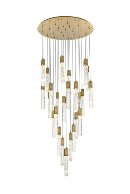 Aurora Chandelier by Elegant Lighting – Lights: 25 Light (42.00"L x 42.00"W x 19.00"H) – Finish: Satin Gold and Clear Shade – Light Output: 3000K – Elegant Lighting-2089G42SG