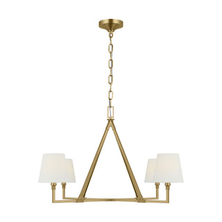 Buy burnished-brass-with-white-linen-glass-and-white-shade Perth Outdoor (Damp) Chandelier by Visual Comfort Studio