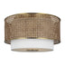 Blonde Rattan with Silk Screen White Inside Clear Outside Glass and Woven/Natural Shade