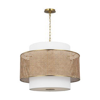 Buy blonde-rattan-with-silk-screen-white-inside-clear-outside-glass Sawyer Outdoor (Damp) Pendant by Visual Comfort Studio