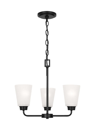 Buy midnight-black-with-satin-etched-glass-and-white-shade Kerrville Outdoor (Damp) Chandelier by Generation Lighting