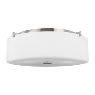 Buy brushed-steel-with-white-opal-etched-glass-and-opal-shade Sunset Drive Outdoor (Damp) Flush Mount Ceiling Light by Generation Lighting