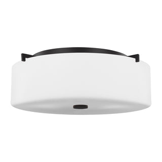 Buy oil-rubbed-bronze-with-white-opal-etched-glass-and-opal-shade Sunset Drive Outdoor (Damp) Flush Mount Ceiling Light by Generation Lighting