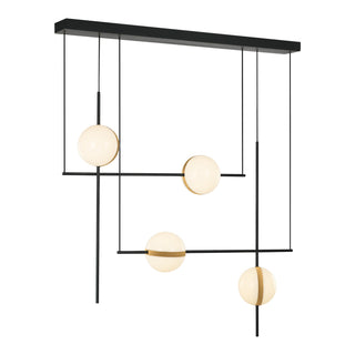 Buy matte-black-brushed-gold-with-frosted-acrylic-glass-and-frosted-shade Tagliato Linear Pendant by Alora
