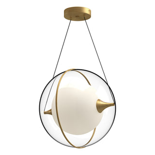 Buy brushed-gold-with-frosted-glass-glass-and-white-shade Aries Pendant by Kuzco Lighting