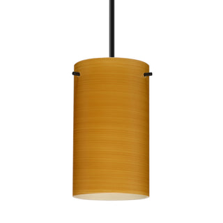 Buy black-with-oak-glass-and-yellow-shade Besa Stilo Pendant Outdoor (Damp) Pendant by Besa