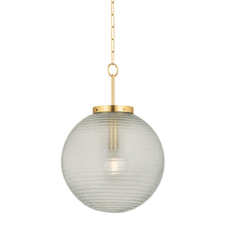 Buy aged-brass-with-clear-etched-glass-and-clear-textured-shade Falls Mills Outdoor (Damp) Pendant by Hudson Valley