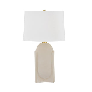 Buy aged-brass-ceramic-moonstone-sand Leeston Table Lamp by Hudson Valley