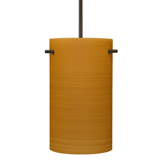 Buy bronze-with-oak-glass-and-yellow-shade Besa Tamburo Pendant Outdoor (Damp) Pendant by Besa