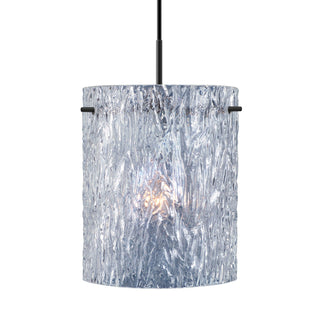 Buy black-with-clear-stone-glass-and-clear-textured-shade Besa Tamburo Pendant Outdoor (Damp) Pendant by Besa