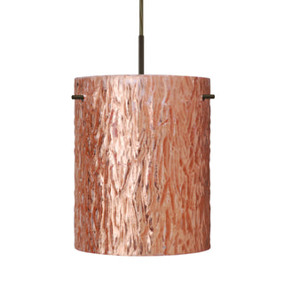 Buy bronze-with-stone-copper-foil-glass-and-orange-shade Besa Tamburo Pendant Outdoor (Damp) Pendant by Besa