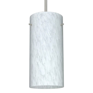 Buy satin-nickel-with-carrera-glass-and-white-shade Besa Stilo Pendant Outdoor (Damp) Pendant by Besa