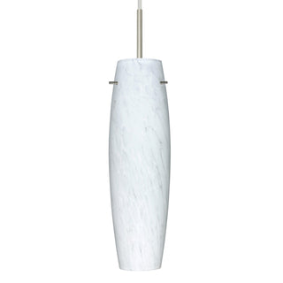 Buy satin-nickel-with-carrera-glass-and-white-shade Besa Suzi Pendant Outdoor (Damp) Pendant by Besa