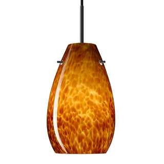 Buy black-with-amber-cloud-glass-and-amber-brown-shade Besa Pera Pendant Outdoor (Damp) Pendant by Besa