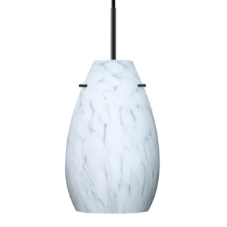 Buy black-with-carrera-glass-and-white-shade Besa Pera Pendant Outdoor (Damp) Pendant by Besa