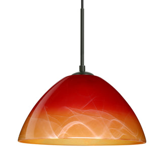 Buy black-with-solare-glass-and-orange-shade Besa Tessa Pendant Outdoor (Damp) Pendant by Besa