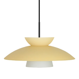 Buy black-with-champagne-glass-and-yellow-shade Besa Trilo Pendant Outdoor (Damp) Pendant by Besa