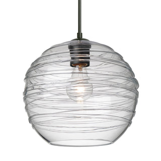 Buy black-with-clear-glass-and-clear-textured-shade Besa Wave Pendant Outdoor (Damp) Pendant by Besa