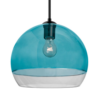 Buy black-with-coral-blue-clear-glass-and-blue-shade Besa Ally Pendant Outdoor (Damp) Pendant by Besa