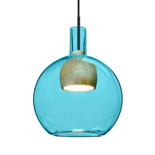 Buy black-with-blue-natural-glass-and-blue-shade Besa Benji Pendant Outdoor (Damp) Pendant by Besa
