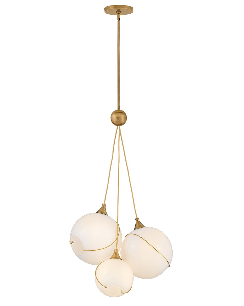 Skye Pendant by Hinkley – Lights: 3 Light (18.25"L x 18.25"W x 36.50"H) – Finish: Heritage Brass with Cased Opal Glass and Opal Shade – Hinkley-30304HBR-CO