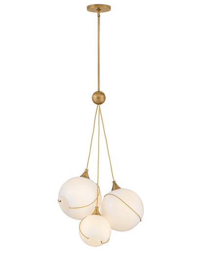 Skye Pendant by Hinkley – Lights: 3 Light (18.25"L x 18.25"W x 36.50"H) – Finish: Heritage Brass with Cased Opal Glass and Opal Shade – Hinkley-30304HBR-CO