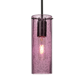 Buy black-with-plum-bubble-glass-and-purple-shade Besa Juni Pendant Outdoor (Damp) Pendant by Besa