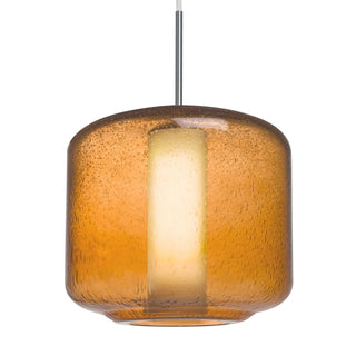 Buy satin-nickel-with-amber-bubble-opal-glass-and-amber-brown-shade Besa Niles Pendant Outdoor (Damp) Pendant by Besa