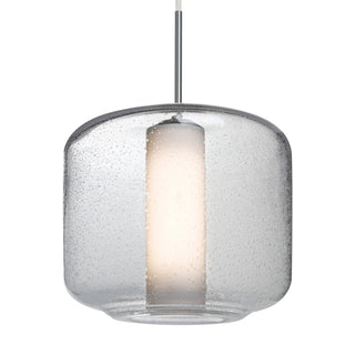 Buy satin-nickel-with-clear-bubble-opal-glass-and-clear-seedy-shade Besa Niles Pendant Outdoor (Damp) Pendant by Besa