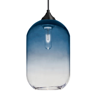 Buy black-with-steel-clear-glass-and-blue-shade Besa Omega Pendant Outdoor (Damp) Pendant by Besa