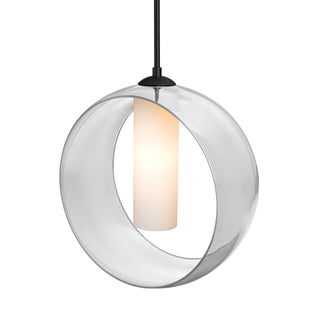 Buy black-with-clear-opal-glass-and-clear-shade Besa Plato Pendant Outdoor (Damp) Pendant by Besa