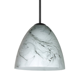 Buy black-with-marble-grigio-glass-and-white-shade Besa Vila Pendant Outdoor (Damp) Pendant by Besa