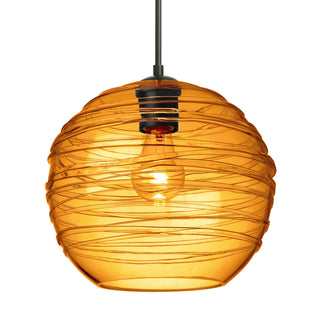 Buy black-with-amber-glass-and-yellow-shade Besa Wave Pendant Outdoor (Damp) Pendant by Besa