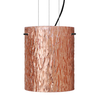 Buy black-with-stone-copper-foil-glass-and-orange-shade Besa Tamburo Cable Pendant Outdoor (Damp) Pendant by Besa