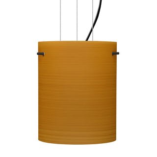 Buy black-with-oak-glass-and-yellow-shade Besa Tamburo Cable Pendant Outdoor (Damp) Pendant by Besa