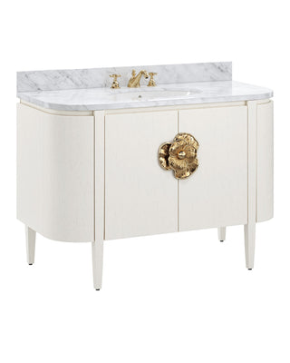 Buy cerused-white-natural-white-polished-brass Briallen Collection Vanity by Currey and Company