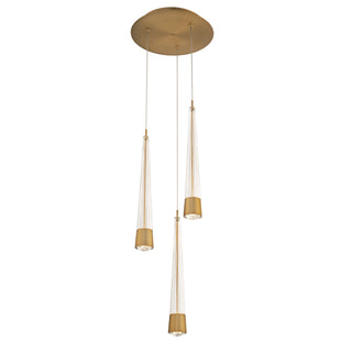 Buy aged-brass-and-clear-textured-shade Quill Chandelier by W.A.C. Lighting