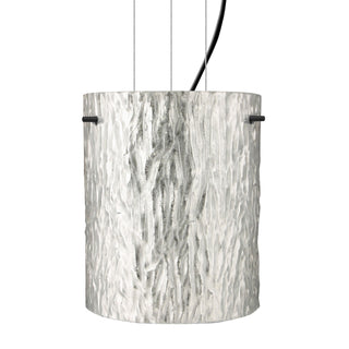 Buy black-with-stone-silver-foil-glass-and-silver-gray-shade Besa Tamburo Cable Pendant Outdoor (Damp) Pendant by Besa