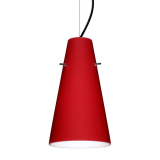 Buy black-with-ruby-matte-glass-and-red-shade Besa Cierro Cable Pendant Outdoor (Damp) Pendant by Besa