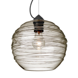 Buy black-with-smoke-glass-and-clear-textured-shade Besa Wave Pendant Outdoor (Damp) Pendant by Besa