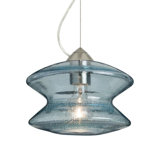 Buy satin-nickel-with-blue-bubble-glass-and-blue-shade Besa Zen Cable Pendant Outdoor (Damp) Pendant by Besa