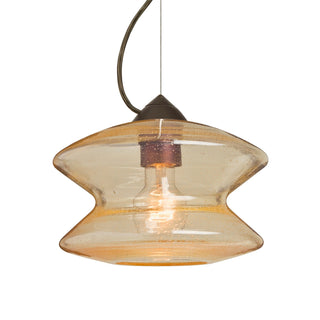 Buy bronze-with-gold-bubble-glass-and-yellow-shade Besa Zen Cable Pendant Outdoor (Damp) Pendant by Besa